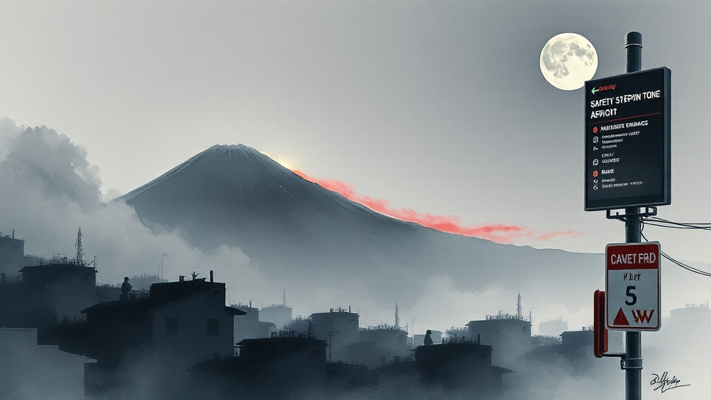 정부의 화산재 대비, 어떻게 진행될까? (watercolor 스타일)