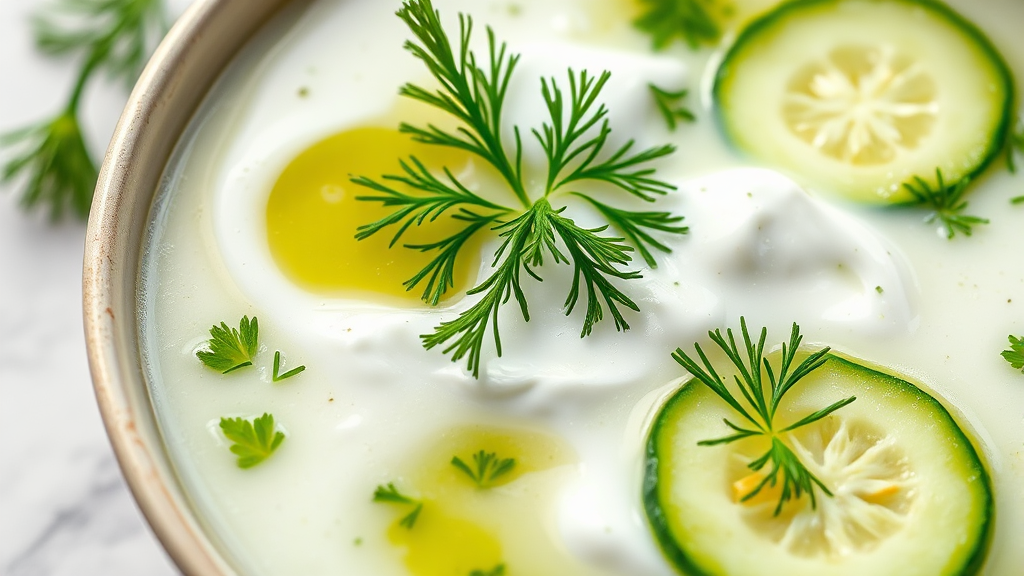 요거트 활용한 요리 (realistic 스타일)