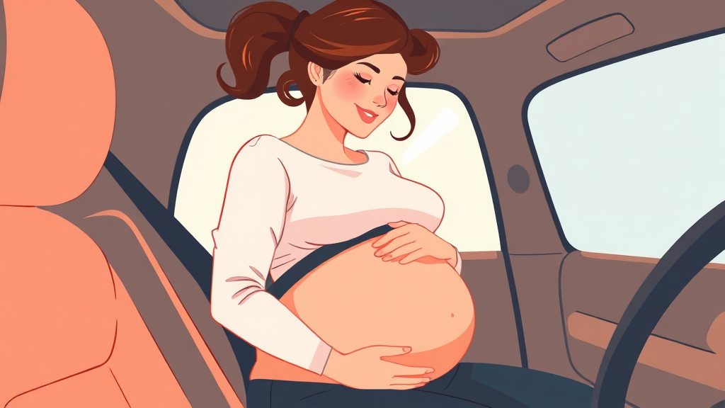 임산부 운전 시 안전 수칙 및 주의사항 (illustration 스타일)