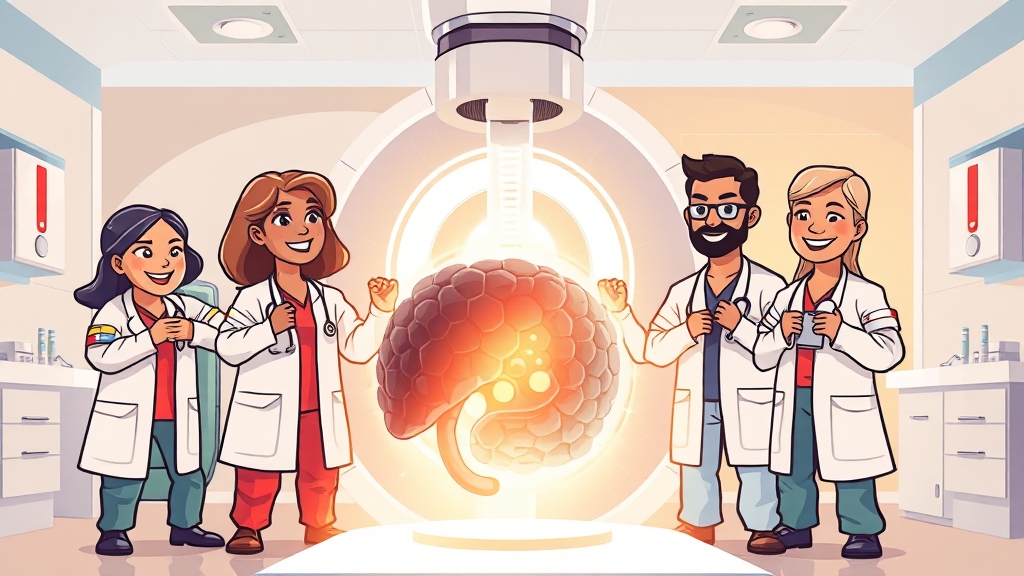 췌장암 치료 옵션과 생존율 (cartoon 스타일)