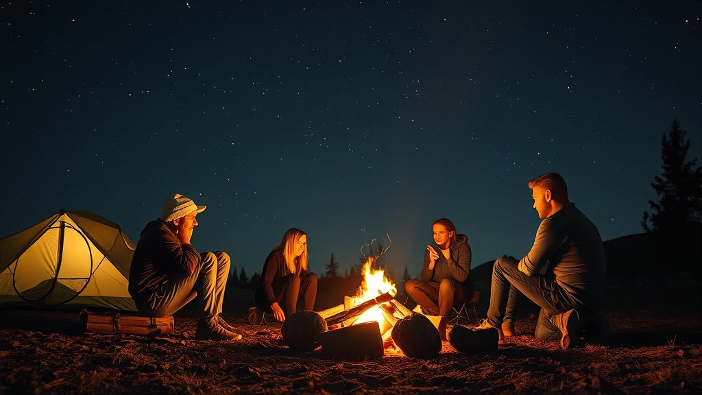 캠핑 에티켓 및 안전 수칙 (realistic 스타일)