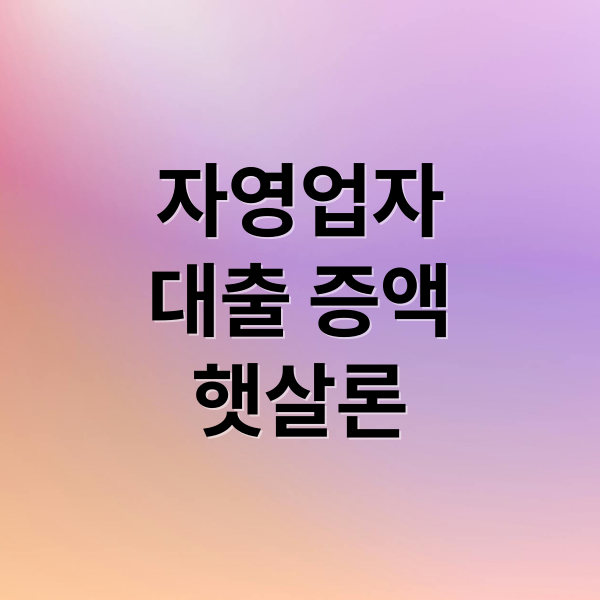 자영업자
대출 증액
햇살론 (자영업자 대출 증액)