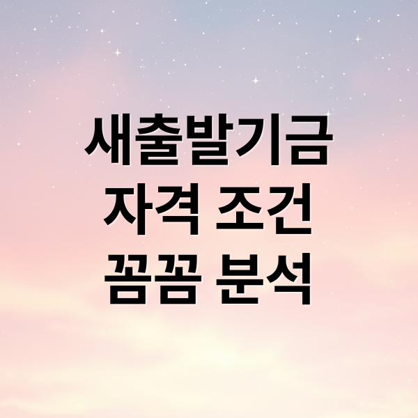새출발기금
자격 조건
꼼꼼 분석 (새출발기금)
