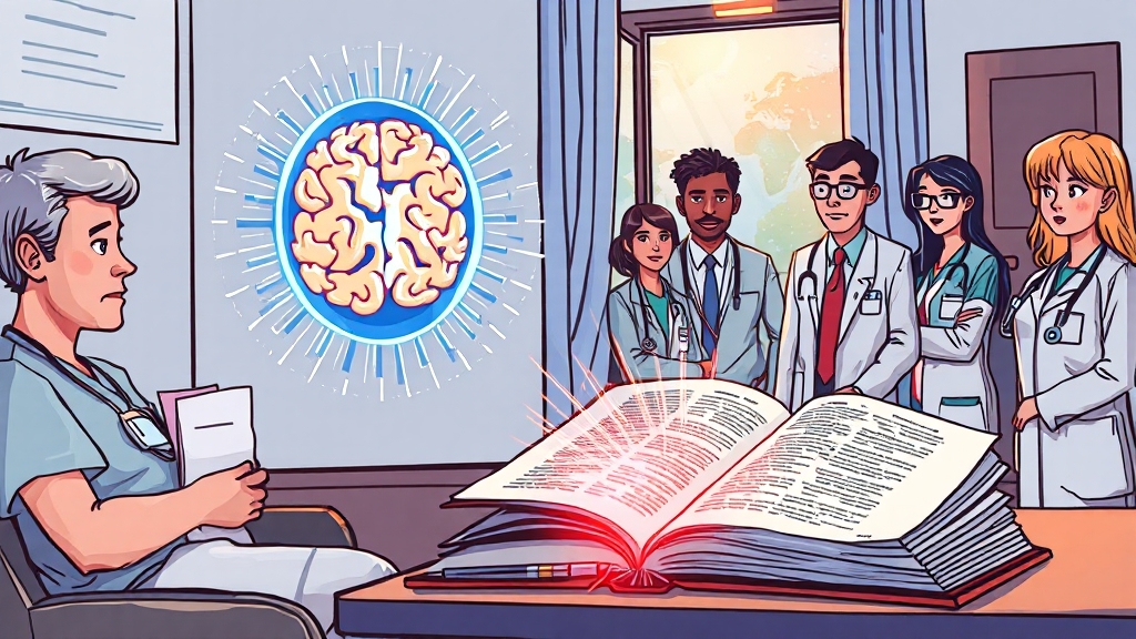 AI 의료 판단의 윤리적 딜레마 (cartoon 스타일)