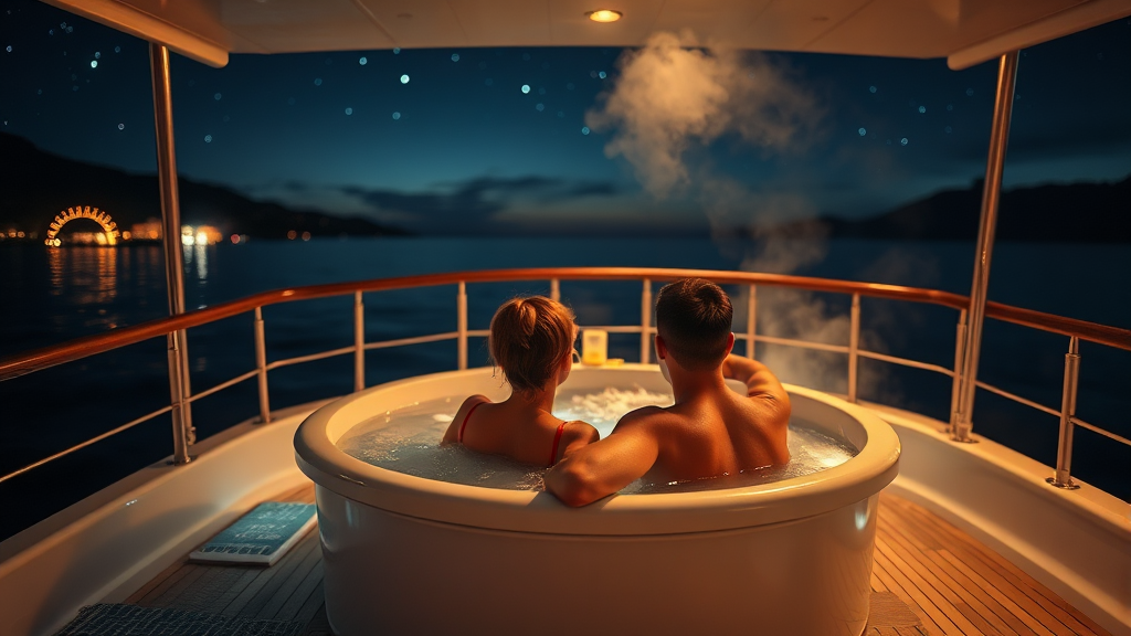 배에서 즐기는 특별한 시간 (realistic 스타일)