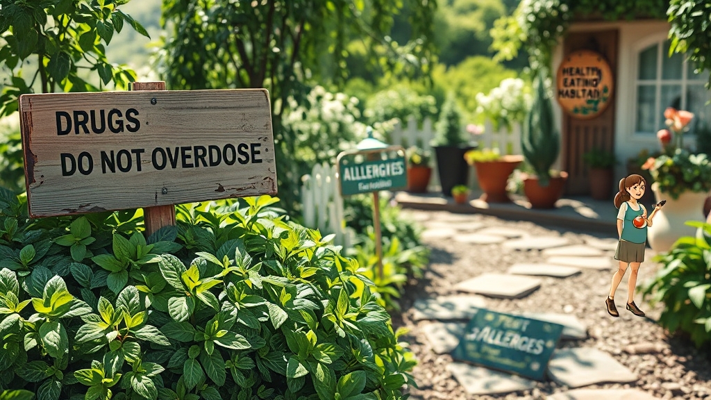 약초 섭취 시 주의사항 및 부작용 (realistic 스타일)