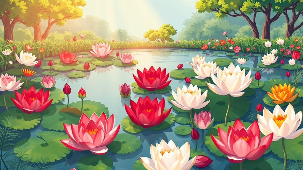 연꽃 만개 시기 & 관람 꿀팁 대방출! (cartoon 스타일)