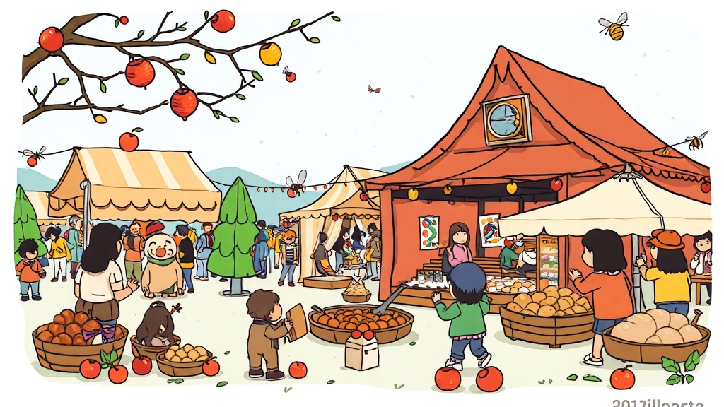 축제 현장 분위기 & 주변 정보 (cartoon 스타일)