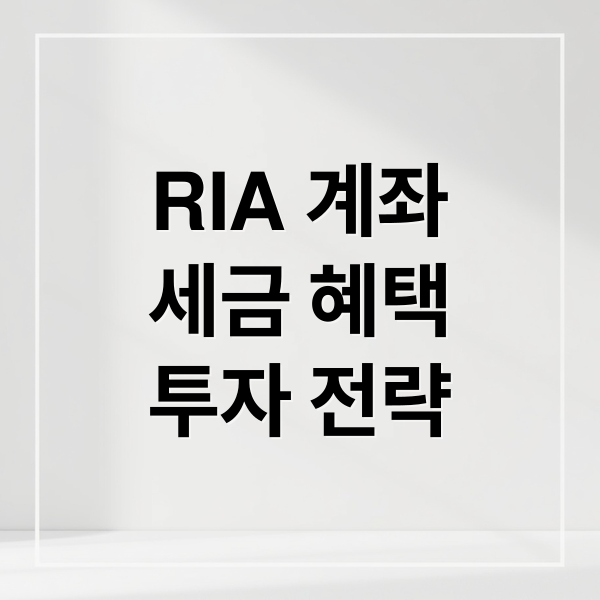 RIA 계좌
세금 혜택
투자 전략 (RIA 계좌 국내투자 세제지원 양도세 감면)
