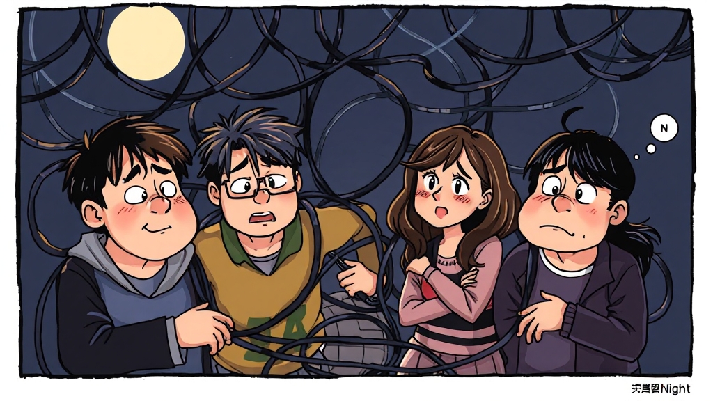 주요 인물 간의 갈등과 변화 (cartoon 스타일)