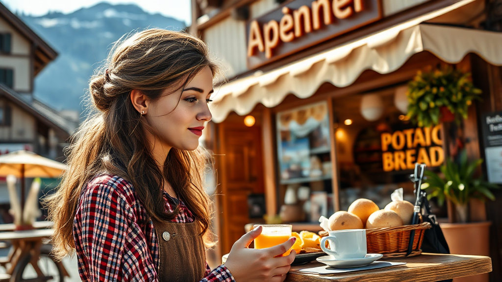 티롤빌리지 맛집: 아페너 & 대관령 감자빵 (realistic 스타일)