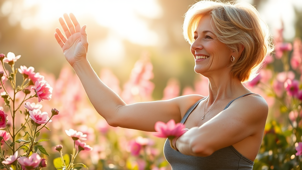 갱년기 관리 및 건강 습관 (realistic 스타일)