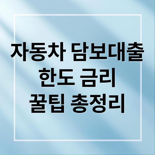 자동차 담보대출
한도 금리
꿀팁 총정리 (자동차 담보대출 무입고 한도 금리)