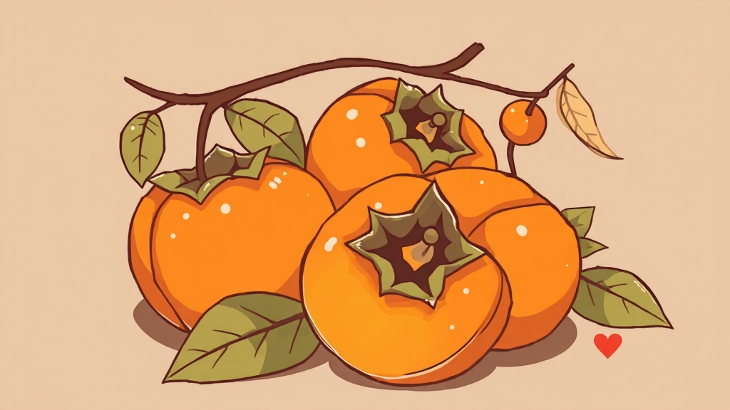 단감 섭취 시 주의사항 및 부작용 (illustration 스타일)