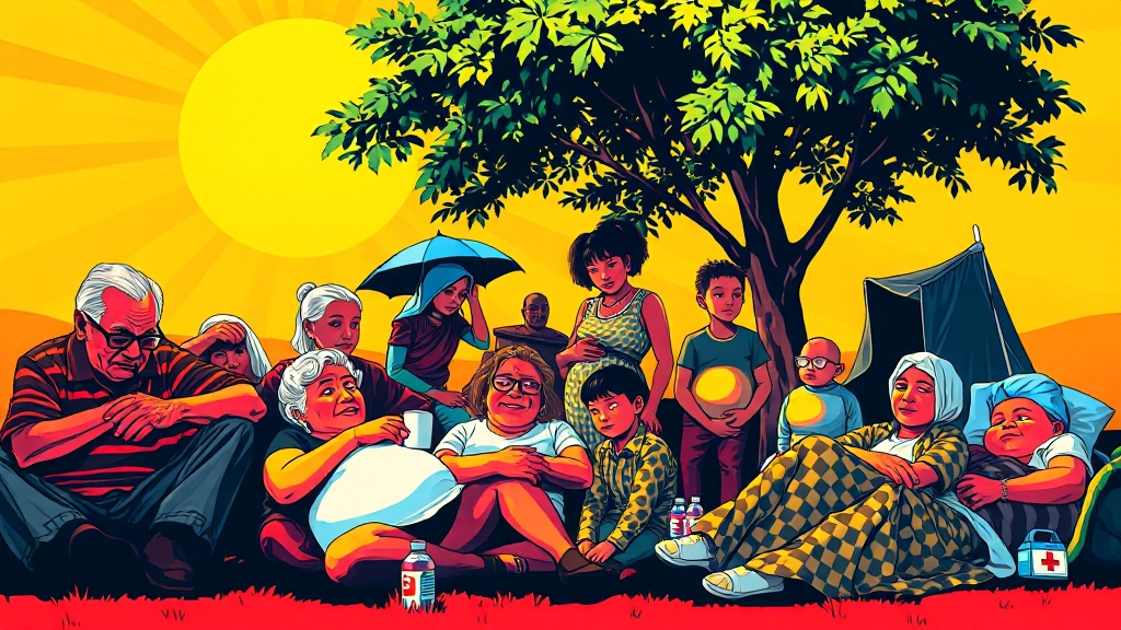 누가 온열질환에 취약할까요? (popart 스타일)