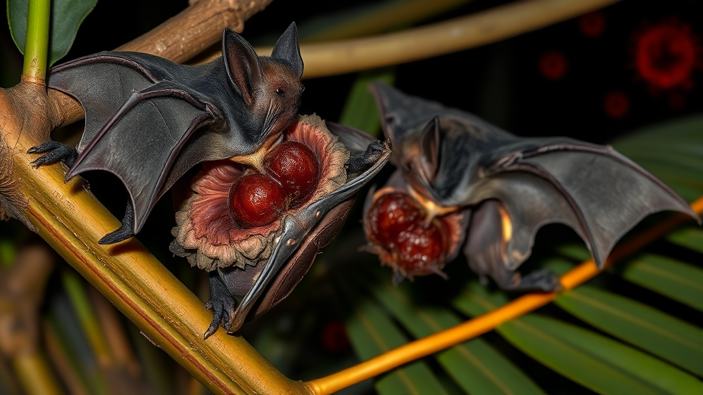 니파 바이러스 감염 경로 (realistic 스타일)