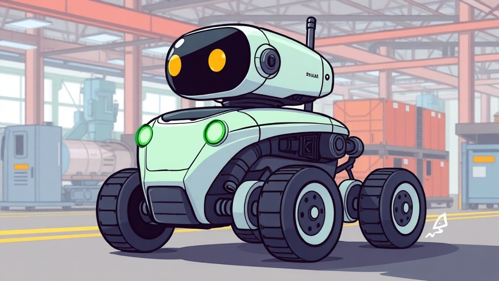 자율주행 로봇과 SLAM 기술 (cartoon 스타일)