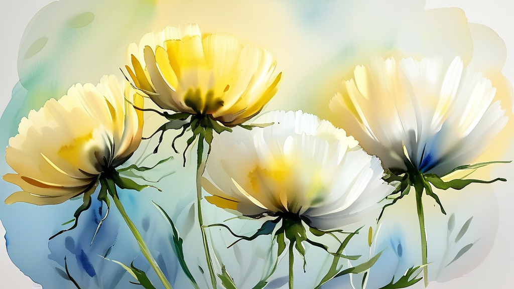 민들레의 종류와 특징 알아보기 (watercolor 스타일)