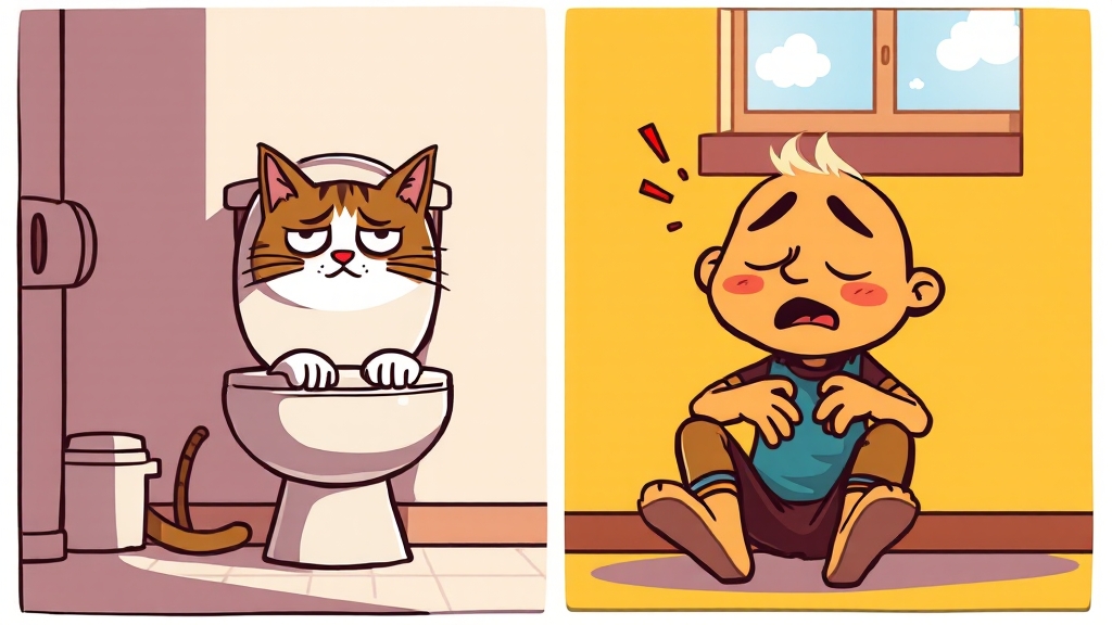 스트레스와 화장실 문제 (cartoon 스타일)