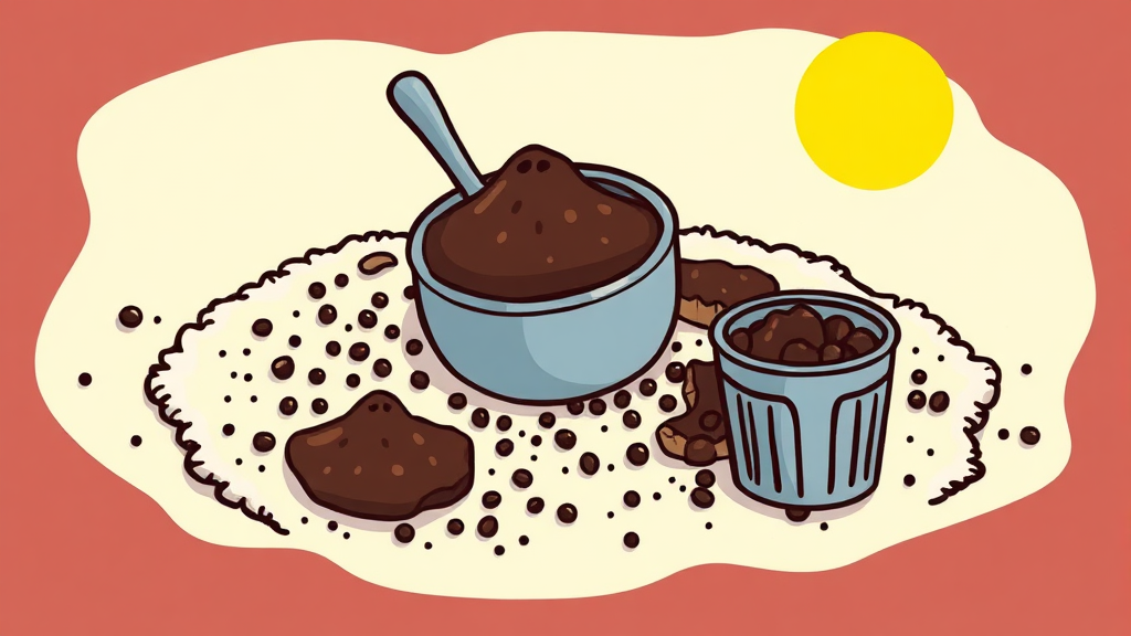 주의사항: 커피 찌꺼기 활용 시 꼭 알아두어야 할 점 (cartoon 스타일)