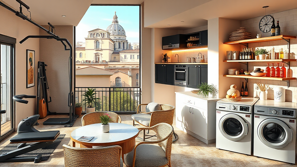 로마 호텔의 다채로운 편의 시설 (realistic 스타일)