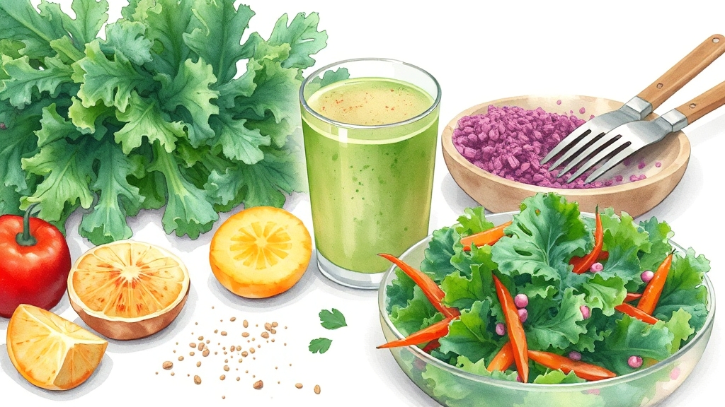 컬리케일, 맛있게 먹는 방법은? (watercolor 스타일)