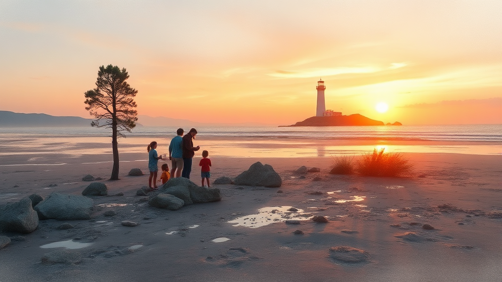 톱머리해수욕장: 시원한 바다와 즐거움 만끽 (watercolor 스타일)