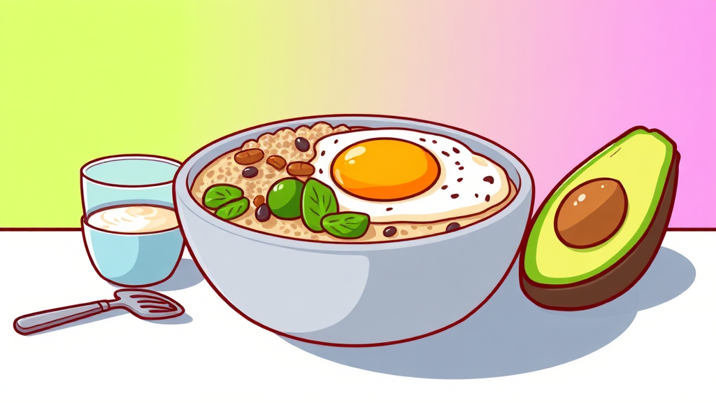 건강한 아침 식단으로 혈당 관리하기 (cartoon 스타일)