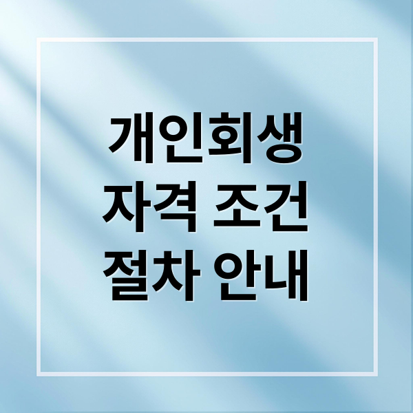 개인회생
자격 조건
절차 안내 (개인회생)