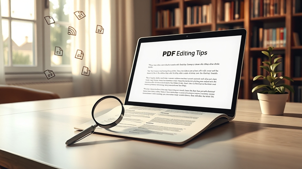 PDF 편집 시 유용한 팁 & 주의사항 (realistic 스타일)