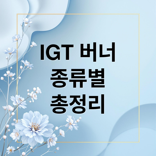 IGT 버너
종류별
총정리 (igt버너 관련되서 추천 아이템 및 실제후기 만들어줘)