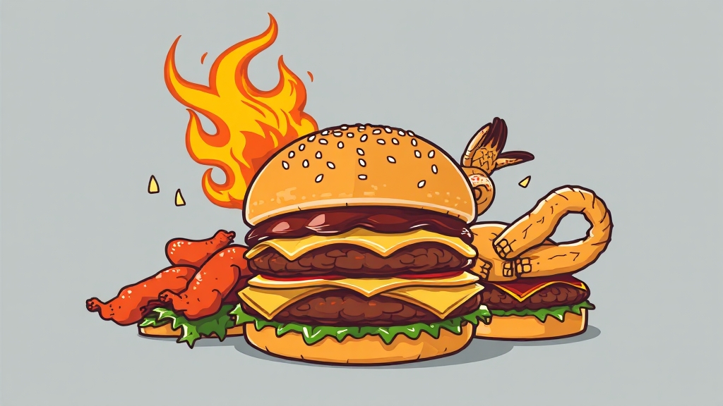 착한점심 메뉴 맛 평가 (illustration 스타일)