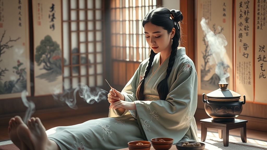 화병 치료와 한의학적 접근 (realistic 스타일)