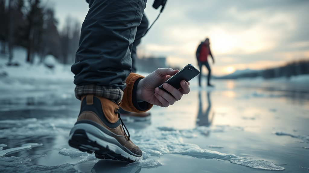 빙판길 낙상, 원인은 무엇? (realistic 스타일)