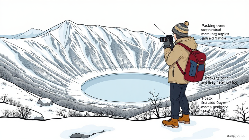 알찬 백두산 여행을 위한 준비물 및 팁 (illustration 스타일)