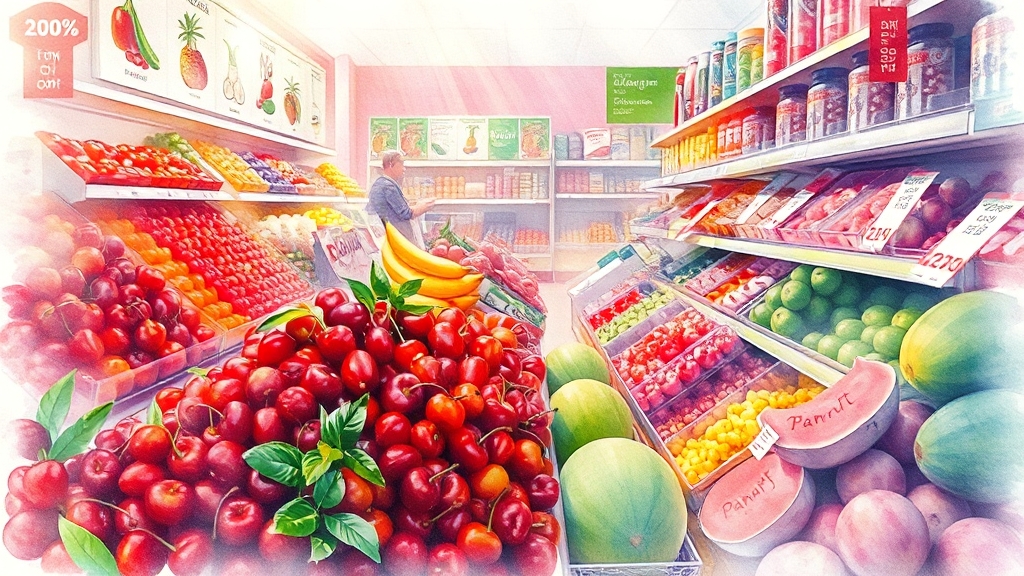 농산물 & 체리 할인 정보 (watercolor 스타일)