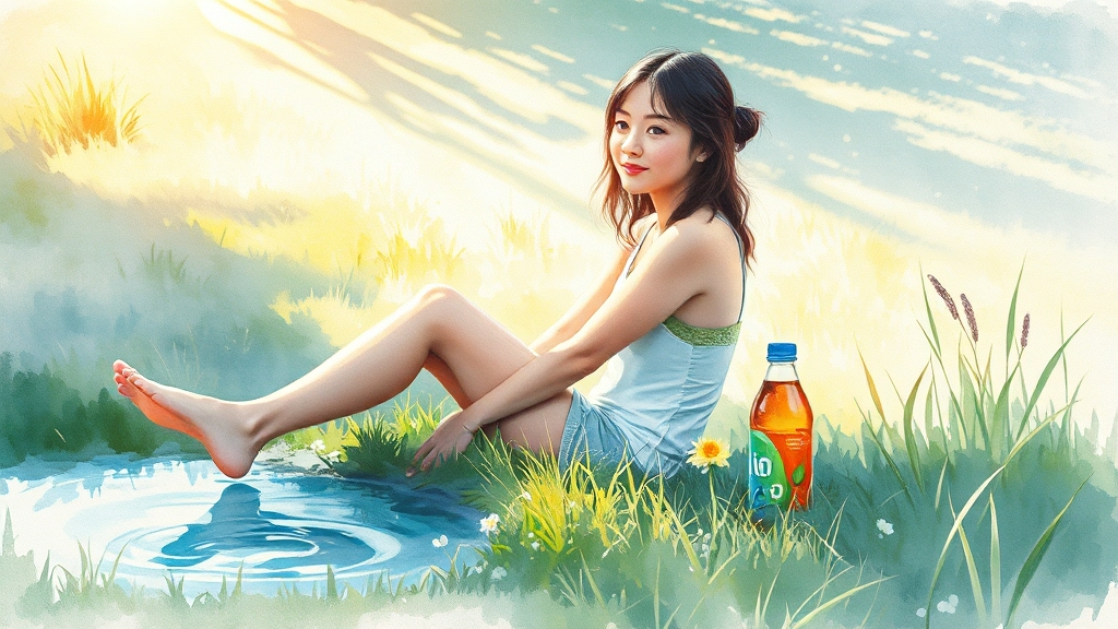 온열질환과 여름철 다리 쥐 (watercolor 스타일)