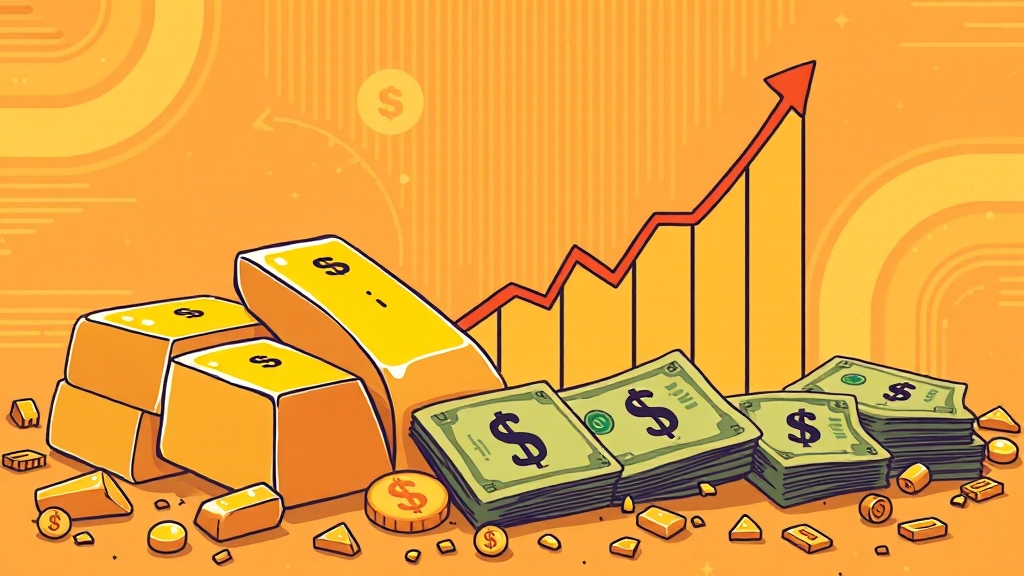 금 시세 좌우하는 5가지 요인 (cartoon 스타일)