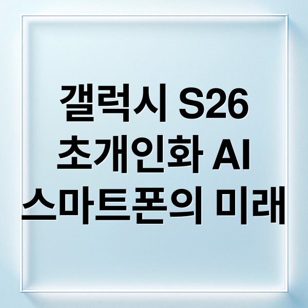 갤럭시 S26
초개인화 AI
스마트폰의 미래 (갤럭시 S26 공개 초개인화 AI)