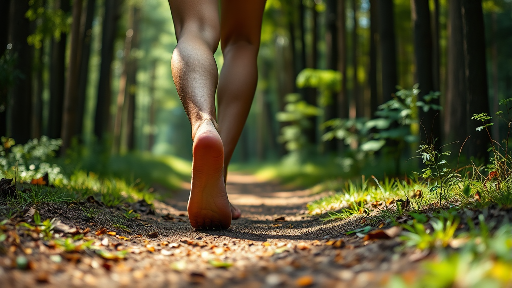 자연과의 교감, 맨발걷기로 스트레스 해소하기 (realistic 스타일)