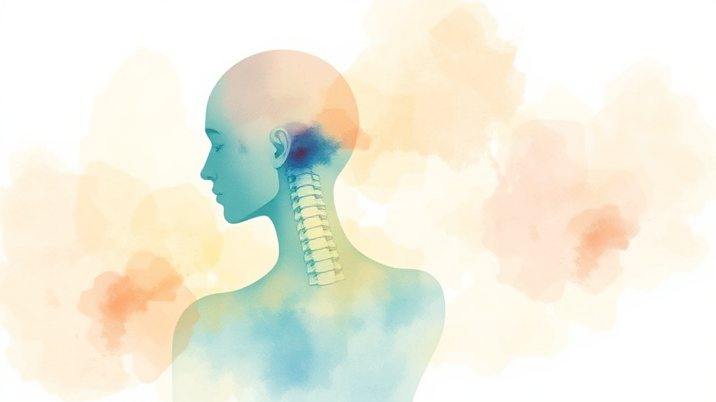 목 디스크, 당신의 삶을 바꾸는 통증 관리 전략 (watercolor 스타일)