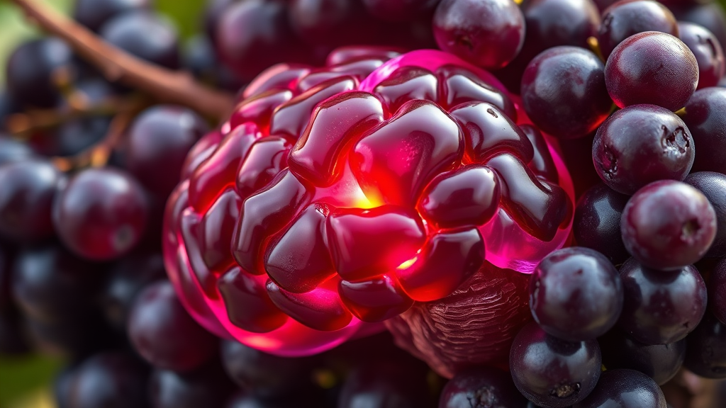 포도 껍질 레스베라트롤: 치매 예방과 뇌 건강의 비밀 4 포도 껍질의 놀라운 효능: 치매 위험 감소와 뇌 기능 증진 (realistic 스타일)