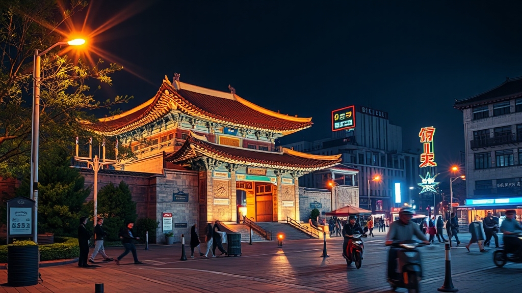 주변 명소: 경복궁 & 광화문 광장 (realistic 스타일)