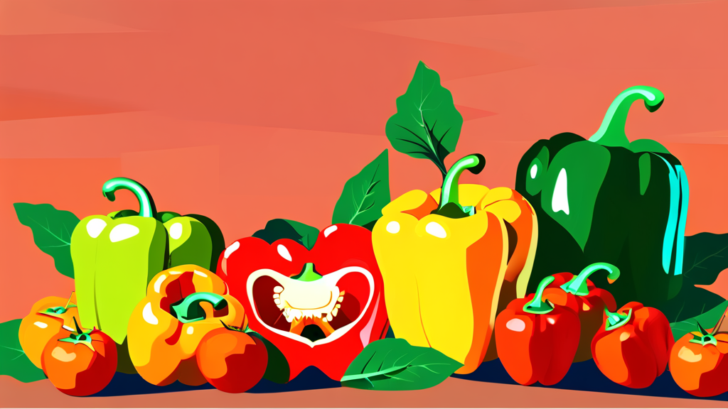 파프리카, 우리 몸을 튼튼하게 만드는 채소 (illustration 스타일)