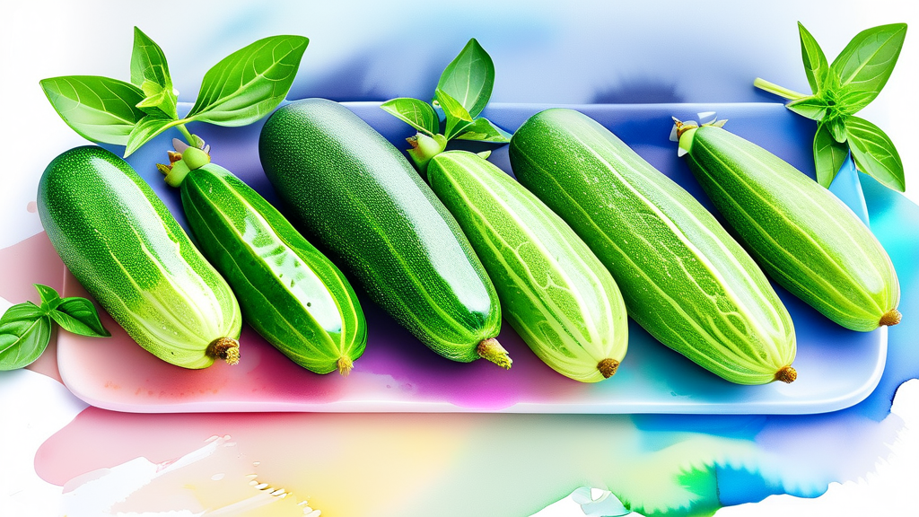 냉장고에서 오이 오래 보관하는 비법: 습기 차단과 온도 관리 (watercolor 스타일)