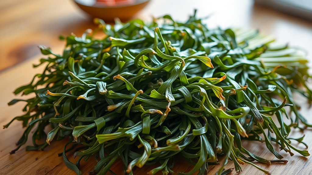 미역줄기 효능 및 영양 성분 (realistic 스타일)