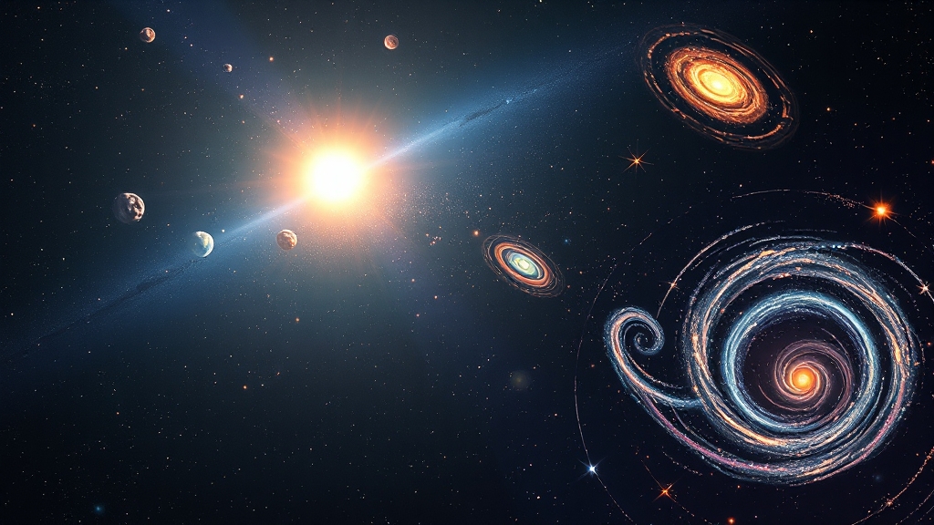 별과 은하의 탄생: 우주의 건축 과정 (illustration 스타일)