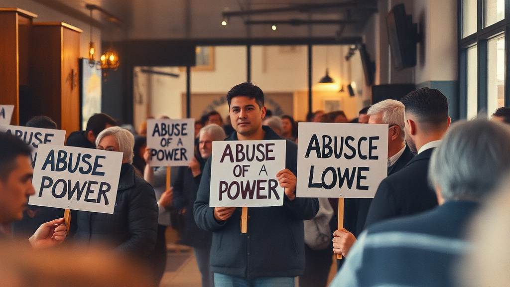 갑질 논란 확산 (watercolor 스타일)