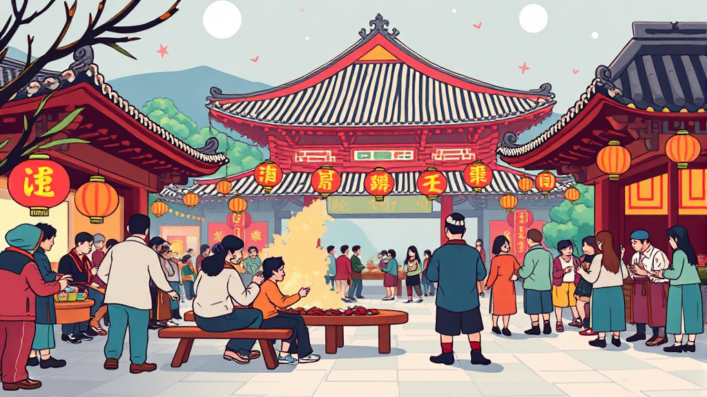 전통과 현대가 어우러진 설날 문화 체험 축제 (cartoon 스타일)