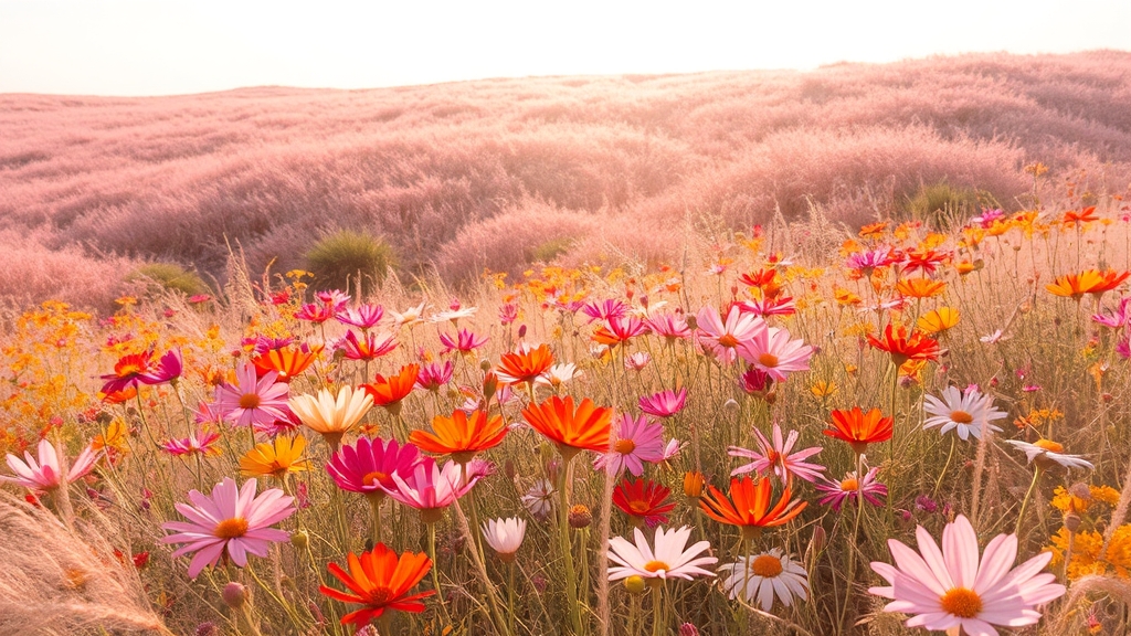 가을 대표 꽃: 코스모스, 국화 (watercolor 스타일)